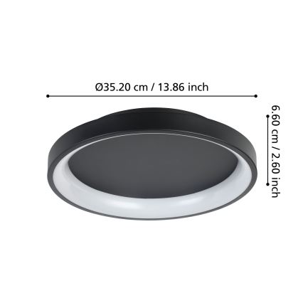 Eglo - Iluminação de teto LED com regulação LED/12W/230V 2700-6500K preto + comando