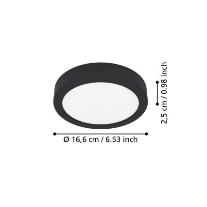 Eglo - Candeeiro de tecto LED/7,5W/230V 2700/4000/6500K Ø 16,6 cm preto