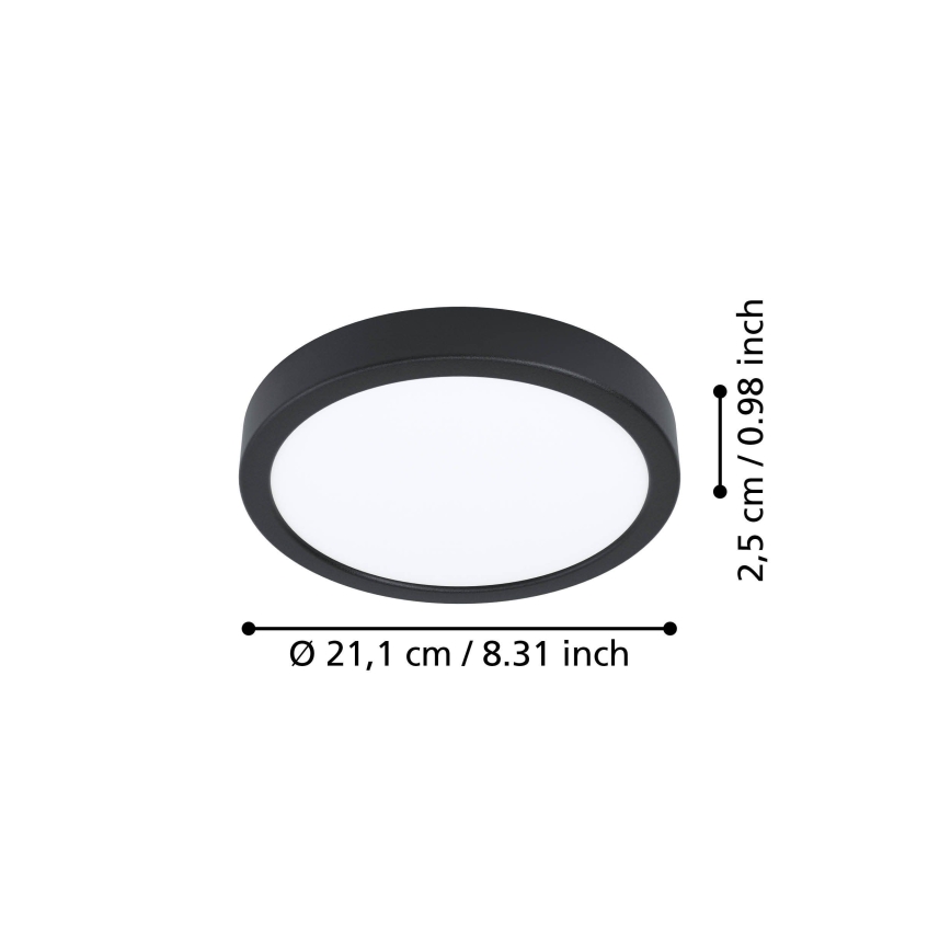 Eglo - Candeeiro de tecto LED FUEVA LED/11,5W/230V 2700/4000/6500K Ø 21,1 cm preto