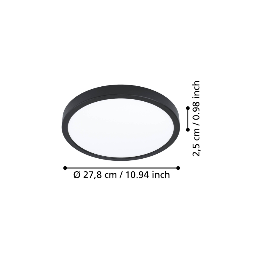 Eglo - Candeeiro de tecto LED/14,2W/230V 2700/4000/6500K diâmetro 27,8 cm preto