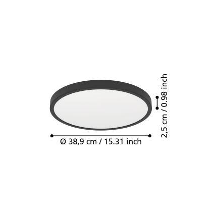 Eglo - Luminária de teto LED/17W/230V 2700/4000/6500K Ø 38,9 cm preta