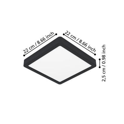 Eglo - Luminária de teto LED/10,5W/230V 2700/4000/6500K 22x22cm preta
