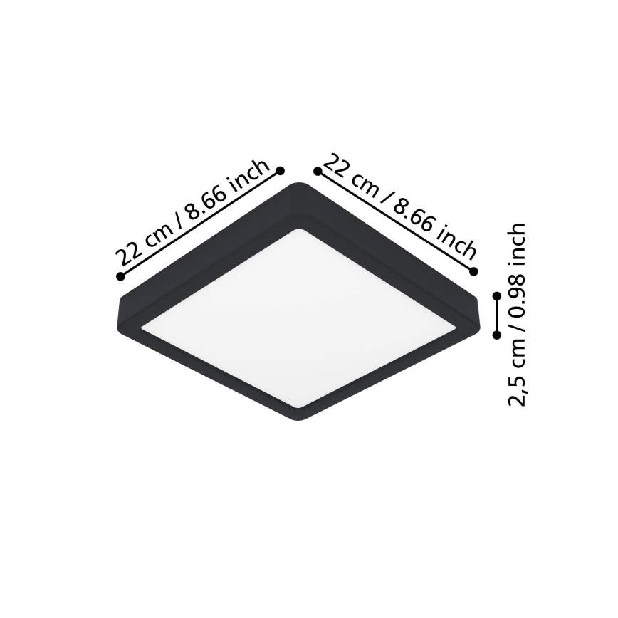 Eglo - Luminária de teto LED/10,5W/230V 2700/4000/6500K 22x22cm preta