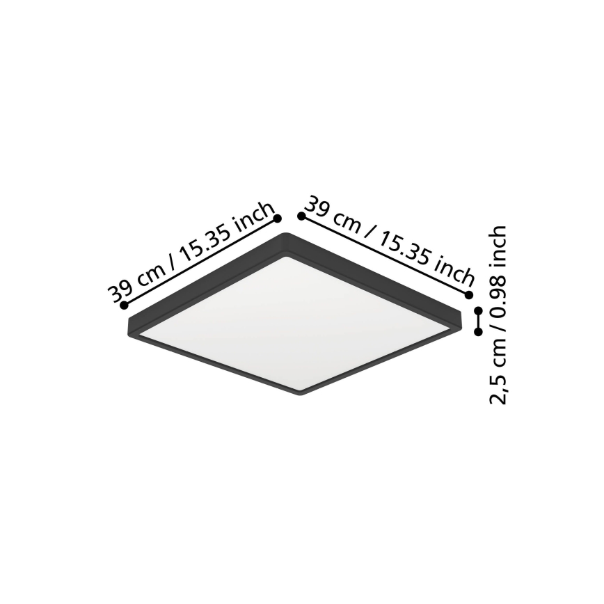 Eglo - Luminária de Teto LED/17,5W/230V 2700/4000/6500K 39x39 cm preta