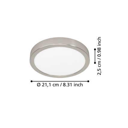 Eglo - Luminária de Teto LED/11,5W/230V 2700/4000/6500K diâmetro 21,1 cm cromo fosco