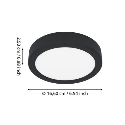 Eglo - Candeeiro de tecto LED para casa de banho, 7,5 W, 230 V, Ø 16,6 cm, IP44, preto