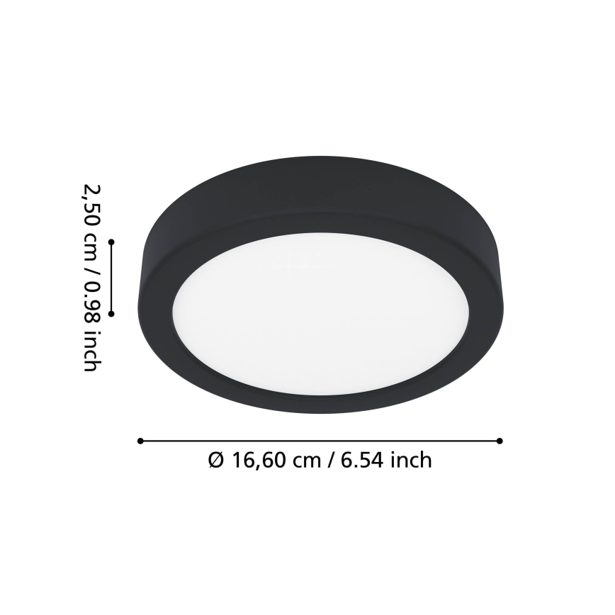 Eglo - Candeeiro de tecto LED para casa de banho, 7,5 W, 230 V, Ø 16,6 cm, IP44, preto