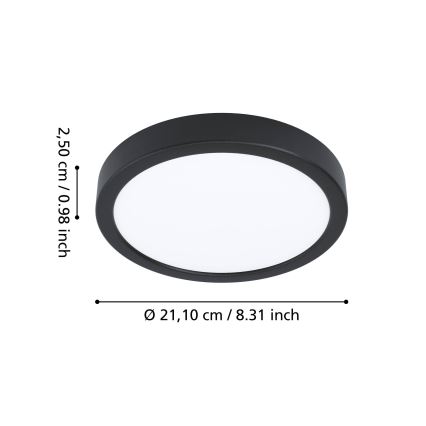 Eglo - Luminária de teto LED para casa de banho LED/11,5W/230V 2700/4000/6500K diâmetro 21,1 cm IP44 preta