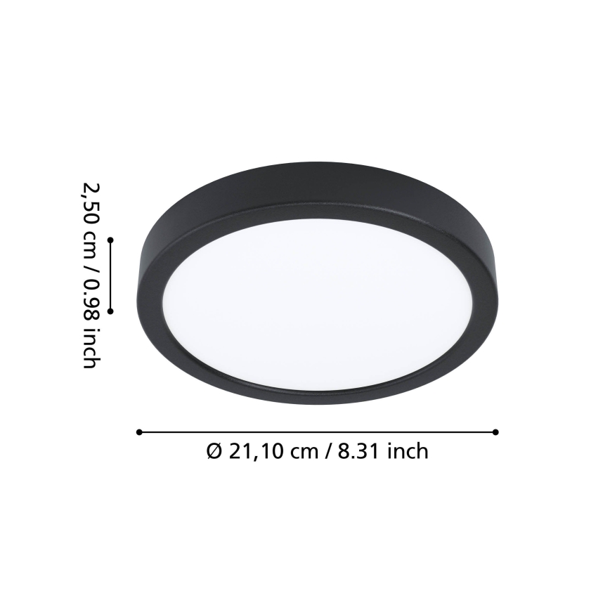 Eglo - Luminária de teto LED para casa de banho LED/11,5W/230V 2700/4000/6500K diâmetro 21,1 cm IP44 preta