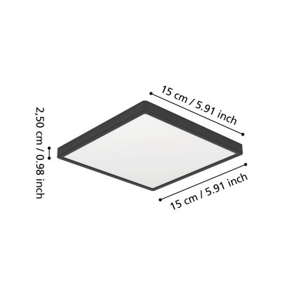 Eglo - Candeeiro de tecto LED para casa de banho LED/7W/230V 2700/4000/6500K 15x15 cm IP44 preto
