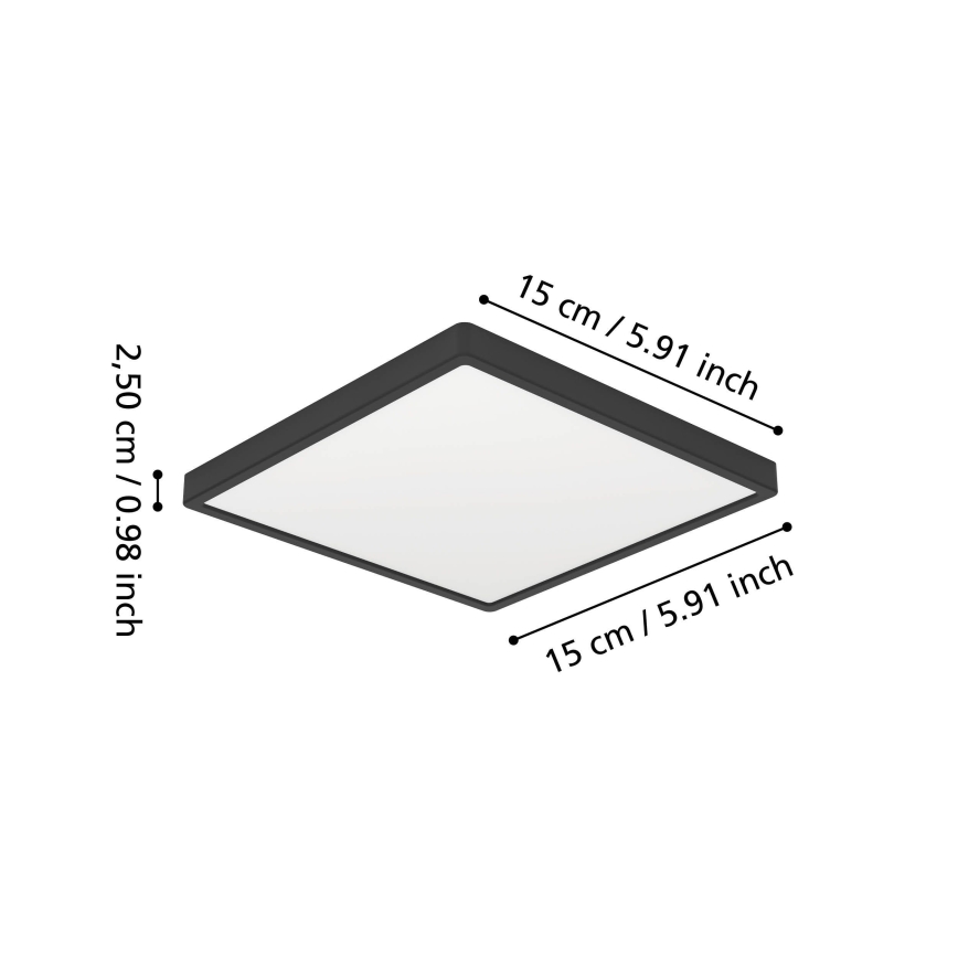 Eglo - Candeeiro de tecto LED para casa de banho LED/7W/230V 2700/4000/6500K 15x15 cm IP44 preto
