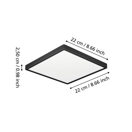 Eglo - Candeeiro de tecto para casa de banho LED/10,5W/230V 22x22 cm IP44 preto