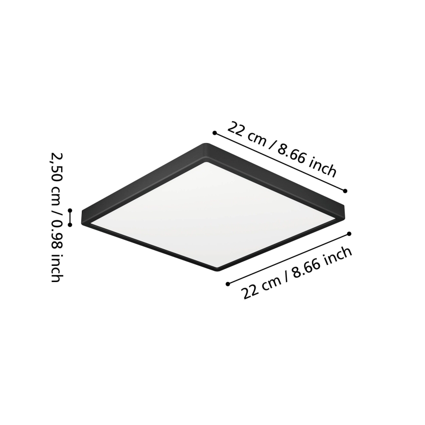 Eglo - Plafon de tecto para casa de banho LED/10,5W/230V 2700/4000/6500K 22x22 cm IP44 preto