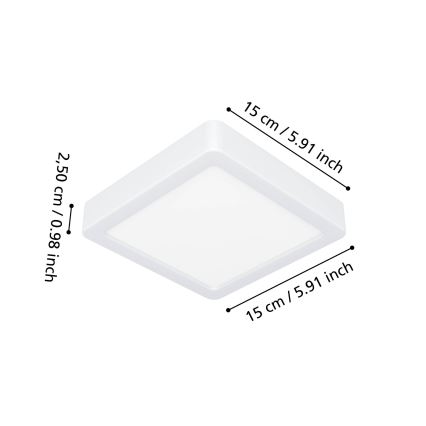 Eglo - Candeeiro de tecto LED para casa de banho LED/7W/230V 2700/4000/6500K 15x15 cm IP44 branco