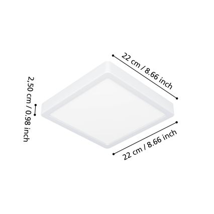 Eglo - Candeeiro de teto LED para casa de banho LED/10,5W/230V 2700/4000/6500K 22x22 cm IP44 branco