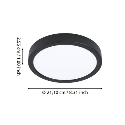 Eglo - Luminária de teto para casa de banho LED RGBW dimerizável, 11,2 W / 230 V, 2700–6500 K, Ø 21,1 cm, IP44, preto