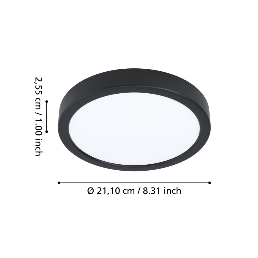 Eglo - Luminária de teto para casa de banho LED RGBW dimerizável, 11,2 W / 230 V, 2700–6500 K, Ø 21,1 cm, IP44, preto