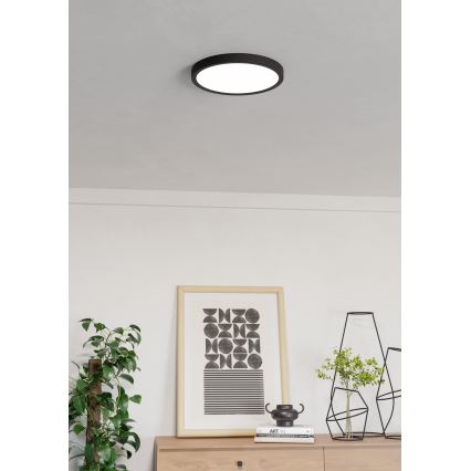 Eglo - Plafon de tecto para casa de banho LED RGBW dimerizável LED/14,3W/230V 2700-6500K diâmetro 27,8 cm IP44 preto