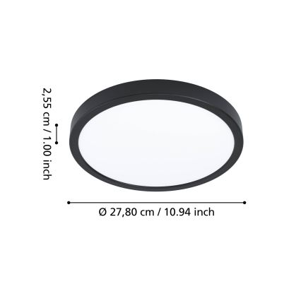 Eglo - Plafon de tecto para casa de banho LED RGBW dimerizável LED/14,3W/230V 2700-6500K diâmetro 27,8 cm IP44 preto