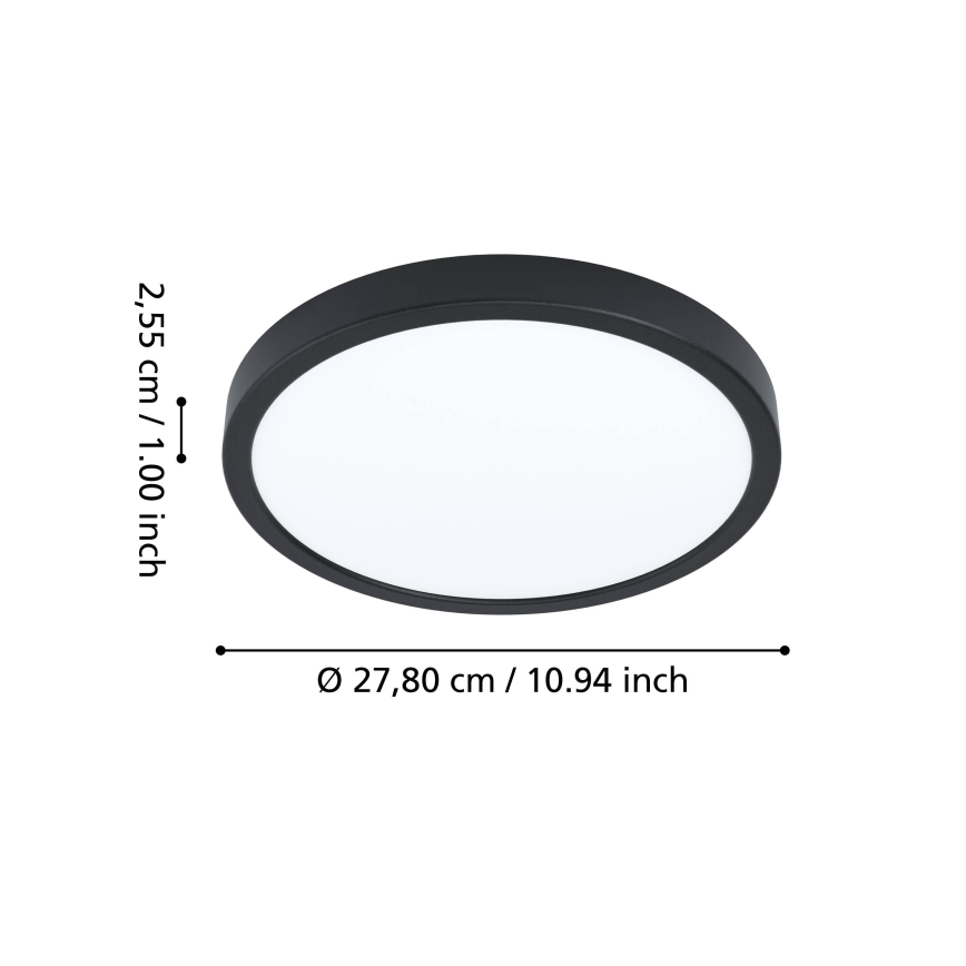 Eglo - Plafon de tecto para casa de banho LED RGBW dimerizável LED/14,3W/230V 2700-6500K diâmetro 27,8 cm IP44 preto