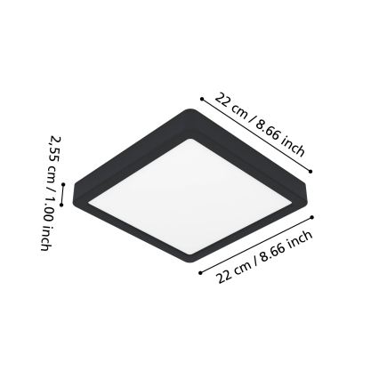 Eglo - Candeeiro de teto LED RGBW dimerizável para casa de banho LED/10,5W/230V 2700-6500K 22x22 cm IP44 preto