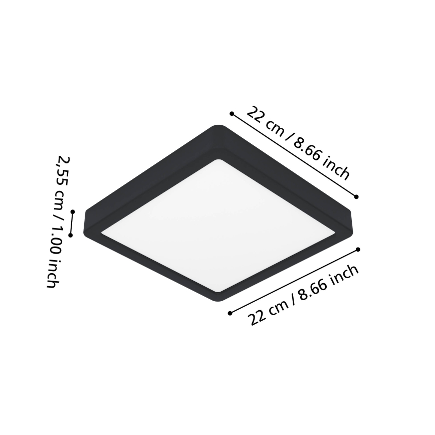 Eglo - Candeeiro de teto LED RGBW dimerizável para casa de banho LED/10,5W/230V 2700-6500K 22x22 cm IP44 preto