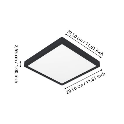 Eglo - Luminária de teto para casa de banho LED RGBW dimerizável LED/13,5W/230V 2700-6500K 29,5x29,5 cm IP44 preta
