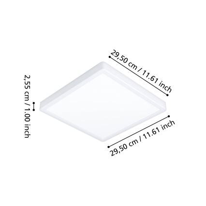 Eglo - Candeeiro de tecto LED RGBW dimerizável para casa de banho LED/13,5W/230V 2700-6500K 29,5x29,5 cm IP44 branco