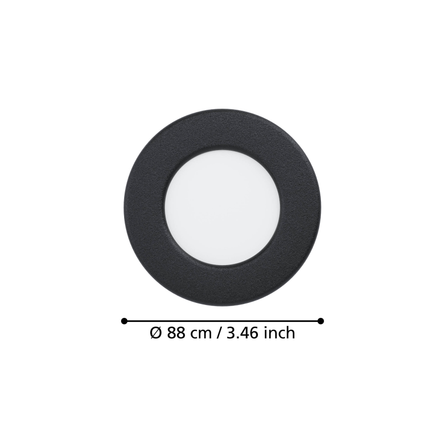 Eglo - Luminária encastrada LED/3,7W/230V 2700/4000/6500K, Ø 8,8 cm, preta