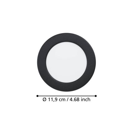 Eglo - Luminária de embutir LED/6,3W/230V 2700/4000/6500K diâmetro 11,9 cm preta