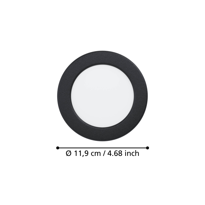 Eglo - Luminária de embutir LED/6,3W/230V 2700/4000/6500K diâmetro 11,9 cm preta