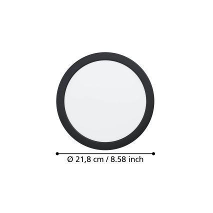 Eglo - Luminária LED de embutir/18,5W/230V 2700/4000/6500K Ø 21,6 cm preta