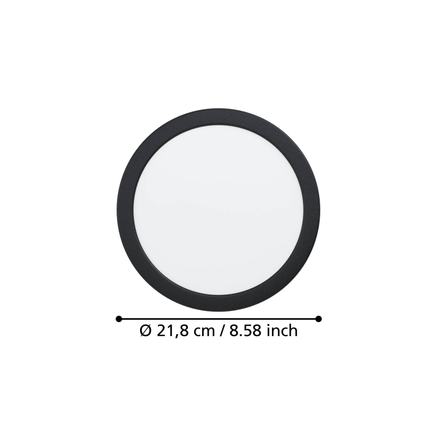 Eglo - Luminária LED de embutir/18,5W/230V 2700/4000/6500K Ø 21,6 cm preta
