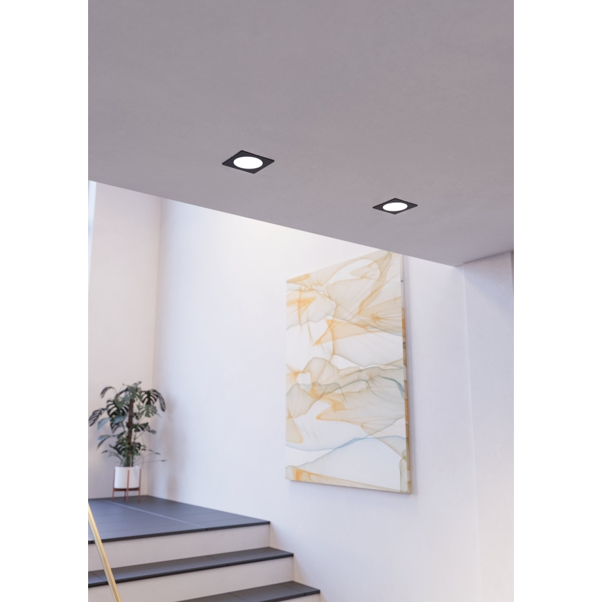 Eglo - Luminária de teto embutida LED/6,3W/230V 2700/4000/6500K 11,9x11,9 cm preta