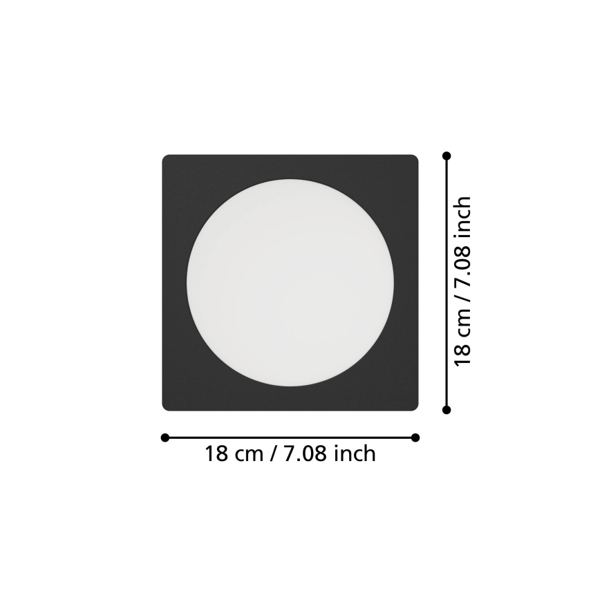 Eglo - Luminária de embutir LED/10,5W/230V 2700/4000/6500K 16,6x16,6 cm preta