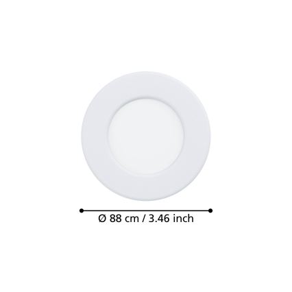 Eglo - Luminária de embutir LED/3,7W/230V 2700/4000/6500K Ø 8,8 cm branca