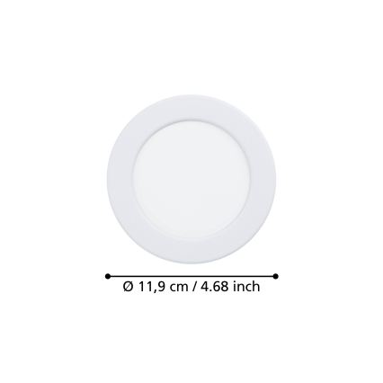 Eglo - Luminária LED de embutir/6,3W/230V 2700/4000/6500K Ø 11,9 cm branca