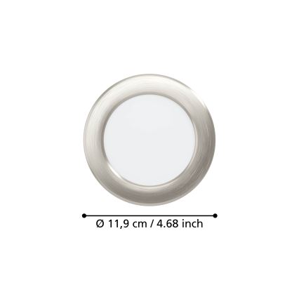 Eglo - Luminária LED de encastrar/6,3W/230V 2700/4000/6500K Ø 11,9 cm cromo mate