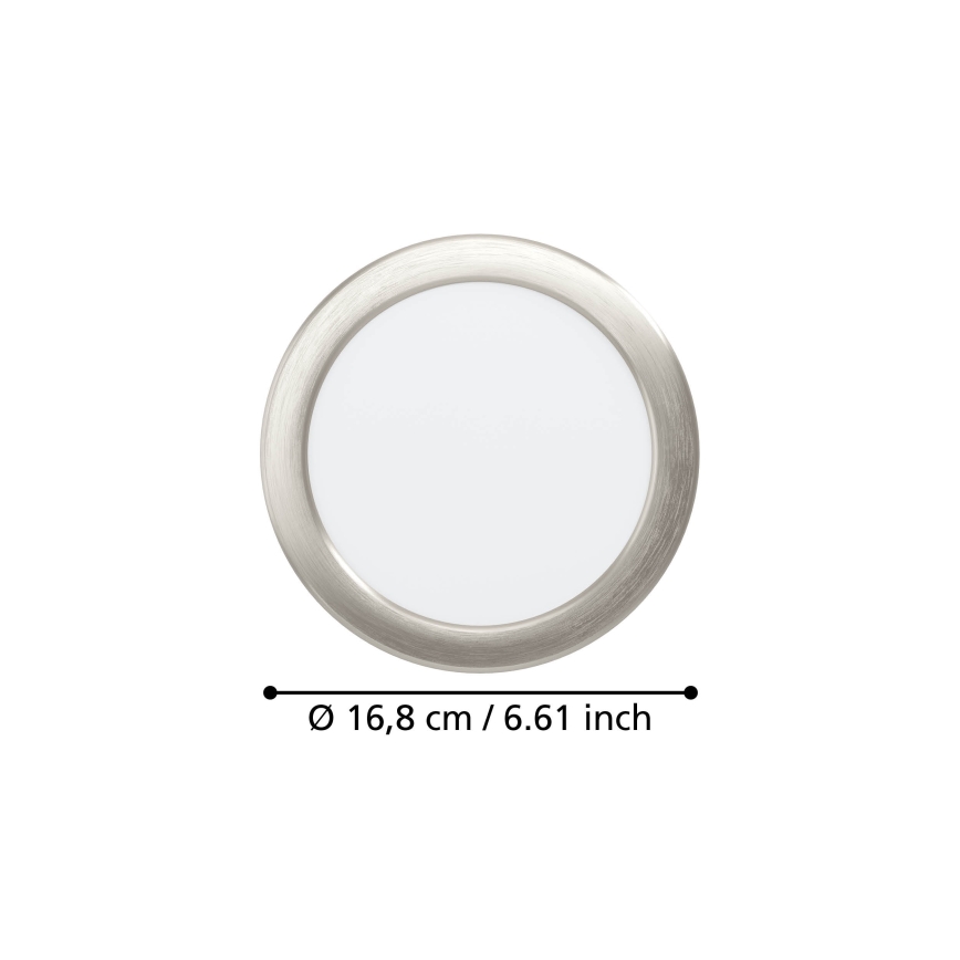 Eglo - Luminária LED de embutir 10,5 W/230 V 2700/4000/6500 K Ø 16,8 cm, acabamento cromado mate
