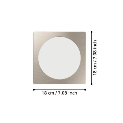 Eglo - Luminária de embutir LED/10,5W/230V 2700/4000/6500K 16,6x16,6 cm cromo fosco