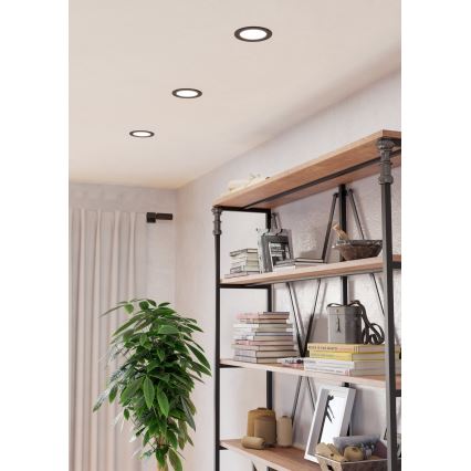 Eglo - Candeeiro de teto encastrado para casa de banho LED/6,3W/230V 2700/4000/6500K Ø 11,9 cm IP44 preto