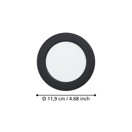 Eglo - Candeeiro de teto encastrado para casa de banho LED/6,3W/230V 2700/4000/6500K Ø 11,9 cm IP44 preto