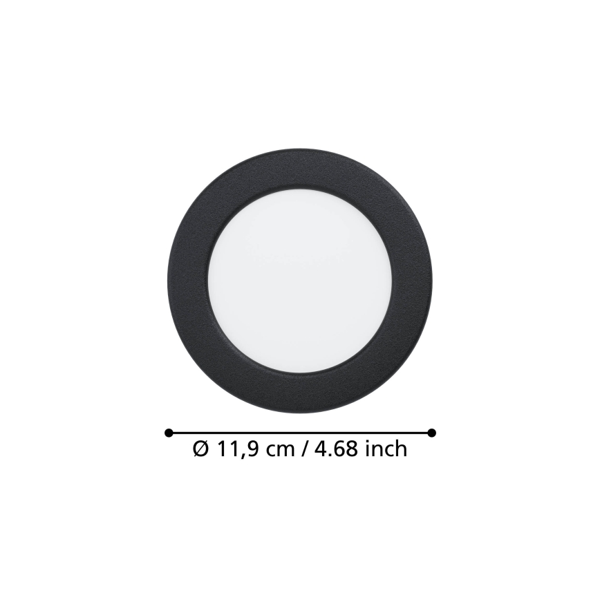Eglo - Candeeiro de teto encastrado para casa de banho LED/6,3W/230V 2700/4000/6500K Ø 11,9 cm IP44 preto