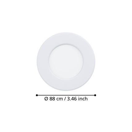 Eglo - Luminária LED encastrada para casa de banho LED/3,7W/230V 2700/4000/6500K Ø 8,8 cm IP44 branca