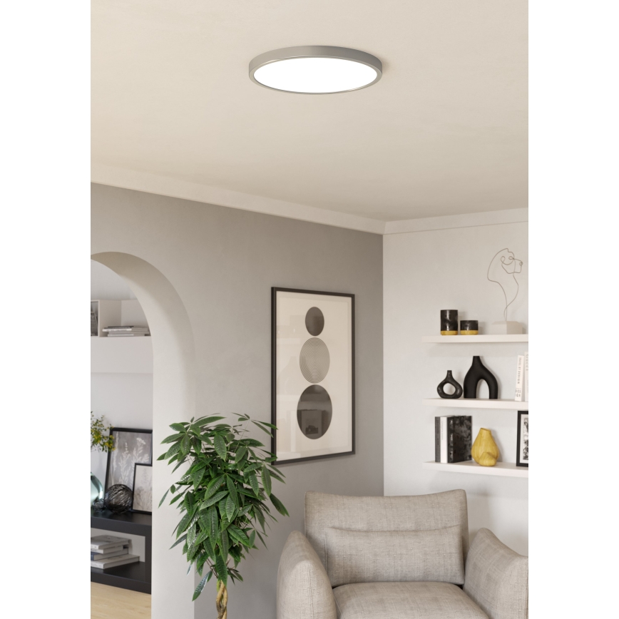 Eglo - Candeeiro de tecto dimerizável para casa de banho LED RGBW/17,5W/230V 2700-6500K Ø 38,9 cm IP44 cromo mate