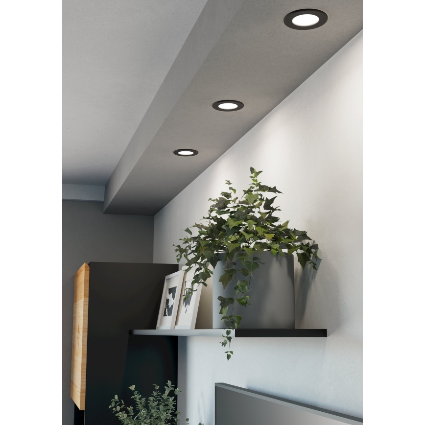 Eglo - Conjunto 3x LED RGBW regulável luminária embutida para casa de banho LED/2,8W/230V 2700-6500K Ø 8,8 cm IP44 preto
