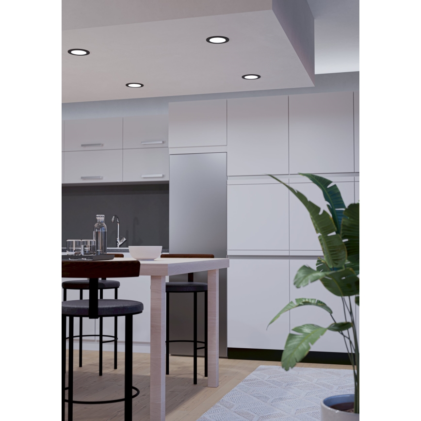 Eglo - LED RGBW regulável, luminária de embutir para casa de banho, LED/5W/230V, 2700-6500K, Ø 12 cm, IP44, preto