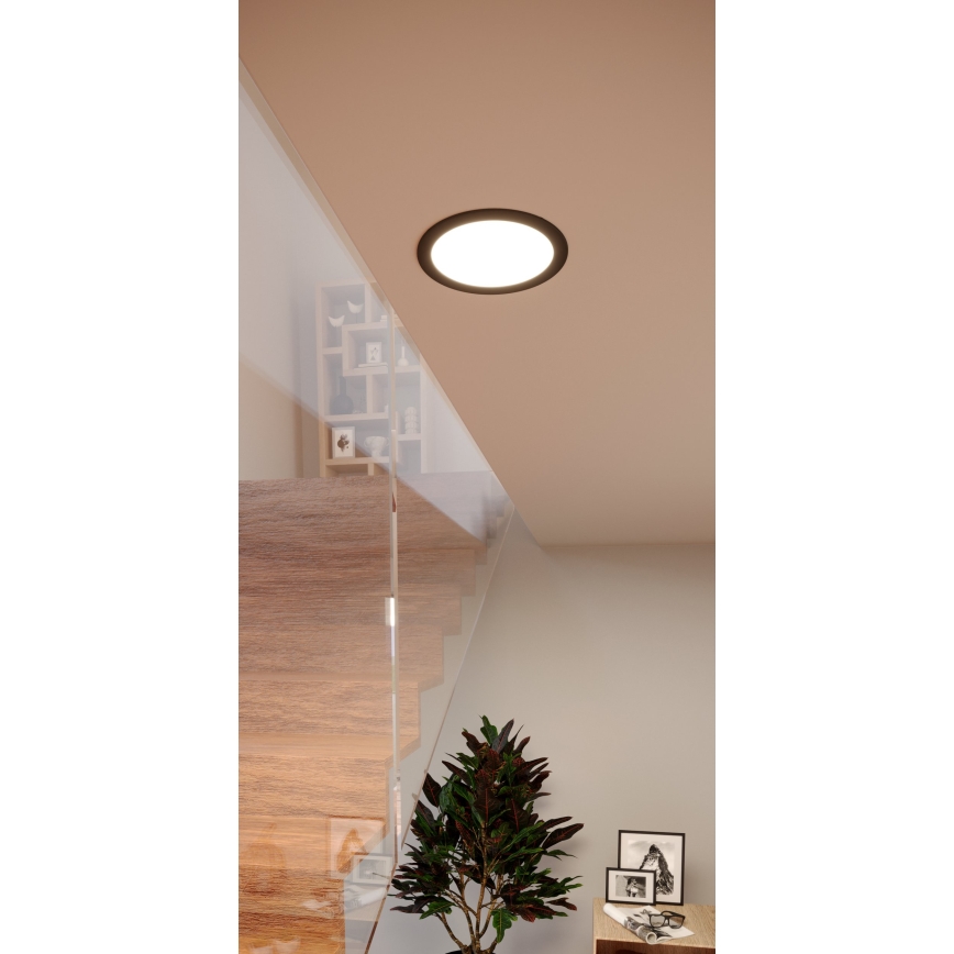 Eglo - Luminária embutida para casa de banho LED RGBW dimerizável LED/9,5W/230V 2700-6500K Ø 16,8 cm IP44 preta