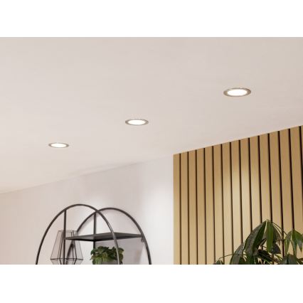 Eglo - Luminária de embutir para casa de banho LED RGBW regulável LED/5W/230V 2700-6500K Ø 12 cm IP44 cromo mate