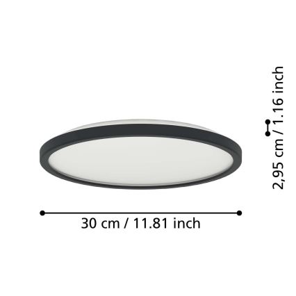 Eglo - Plafon LED para casa de banho LED/13,9W/230V 2700/4000/6500K diâmetro 30 cm IP44 preto